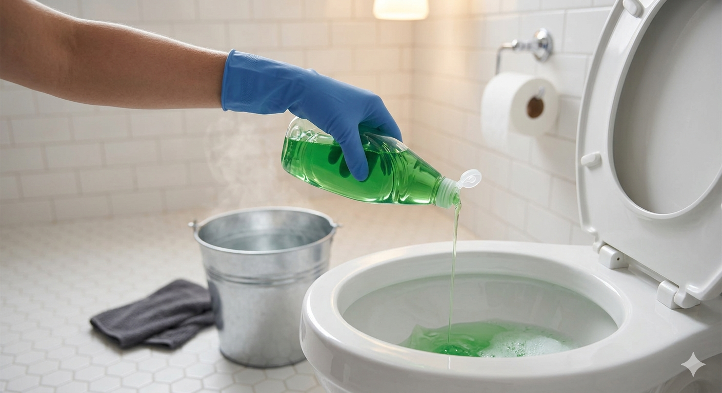 dish soap for unclogging toilet